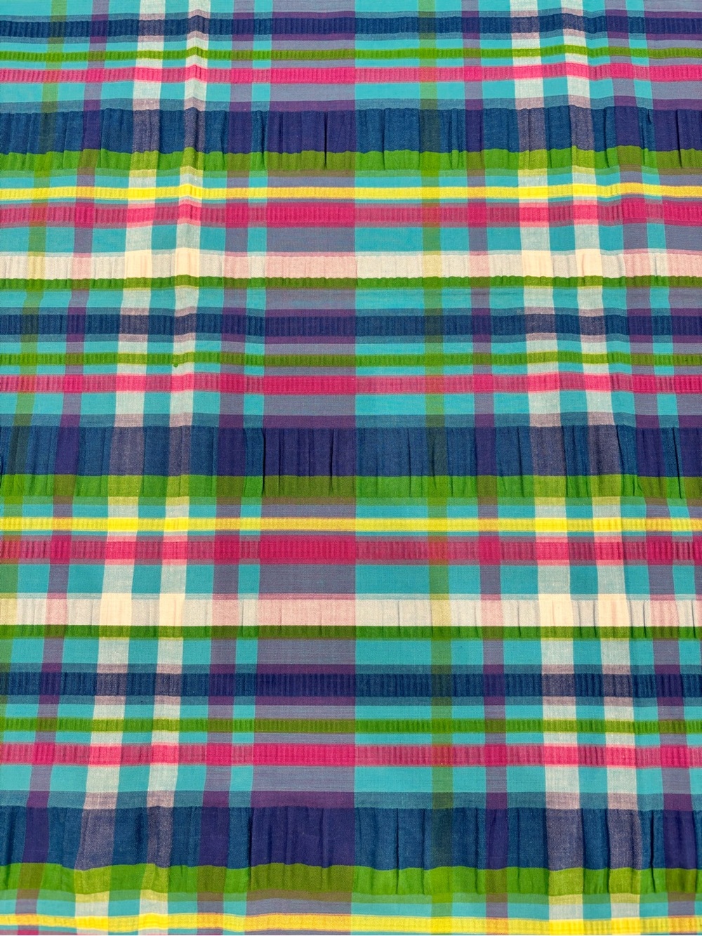 Vintage Plaid Seersucker Fabric of Many Colors
